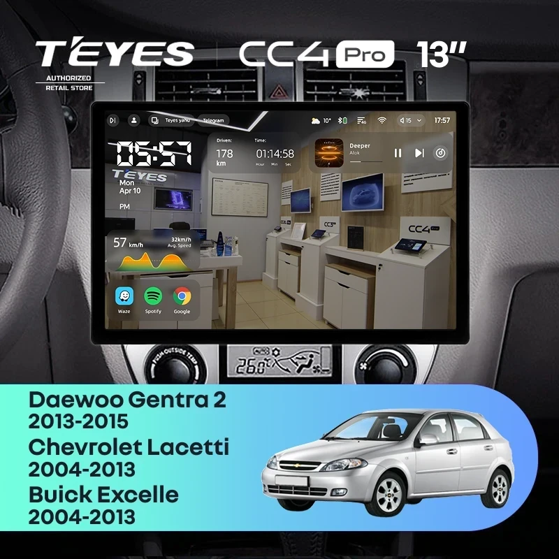 Штатная магнитола Teyes CC4 Pro 8/128 Chevrolet Lacetti J200 (2004-2013) F1 Тип-A (13")