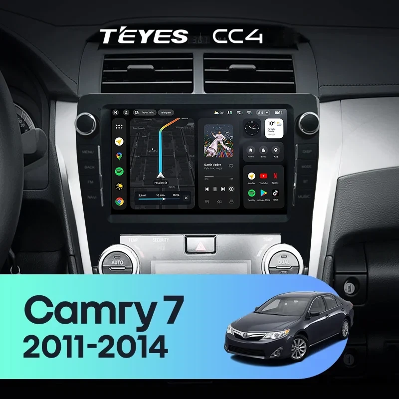Штатная магнитола Teyes CC4 8/128 Toyota Camry 7 XV 50 55 (2011-2014) F3 с кнопками